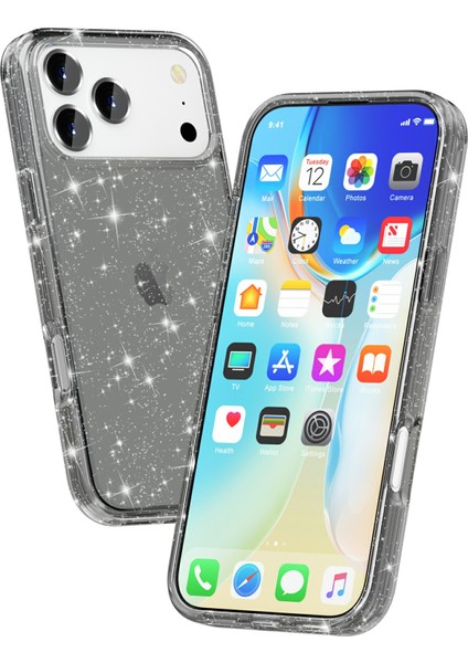 iPhone 17 Pro Için Parlak Toz Simli Yumuşak Tpu + Sert Pc Arka Kapak (Yurt Dışından) modelleri