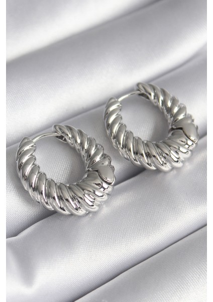 Pirinç Gümüş Renk Halka Sarmal Model Kadın Küpe - TJ-BKP8573 fiyatları