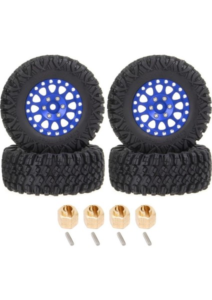 4pcs 64X24MM 1 2 Inç Metal Beadlock Tekerlek Jant Lastik 1/18 1/24 Rc Paletli Araba Eksenel SCX24 AX24 TRX4M FCX24 Mavi (Yurt Dışından)
