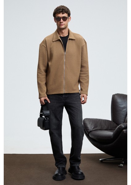 CRIMSON Erkek Waffle Özel Dokulu Fermuarlı Süs Etiketli Vizon Ceket fiyatları