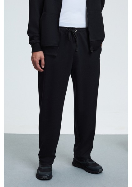 GRIFFIN Erkek Kordonlu Beli Lastikli Metal Kuş Gözü Detaylı Siyah Eşofman Altı modelleri