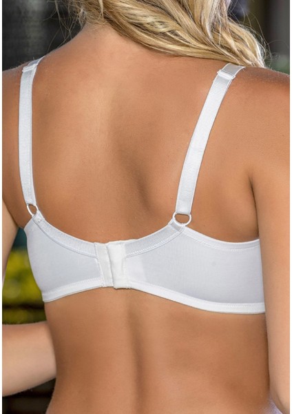 Büyük Beden Uyumlu Ekru Tül Detaylı Günlük Sütyen, B,c Cup Balensiz Konforlu Sütyen