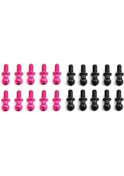 20PCS M3 Metal Alek Top Kafa Vidaları Tamiya TT01 TT02 Sakura D5 1/10 Rc Drıff Araç Yedek Parçaları Evrensel Pembe ve Siyah (Yurt Dışından)