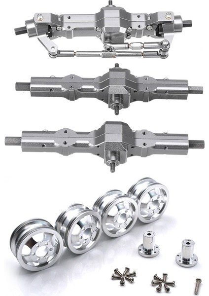 1 Set Yükseltme Ön/ Arka/ Köprü Aks Parçası Set Kamyon Rc Araç Parçaları ve 1 Set Yükseltme Şok Geçirmez Tekerlek Göbeği Jant (Yurt Dışından)