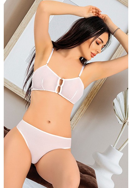 Beyaz Tül Sütyen Takım - 881