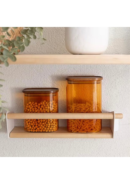 Akasya Dikdörtgen Cam Kavanoz - Amber - 1,2 lt