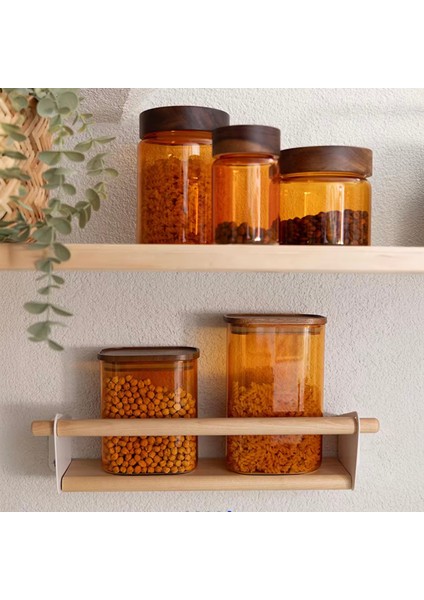 Akasya Dikdörtgen Cam Kavanoz - Amber - 1,2 lt