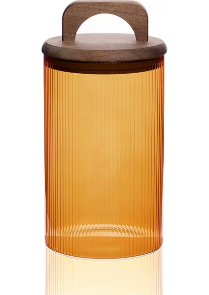 Akasya Kulplu Cam Kavanoz - Amber - 1 lt