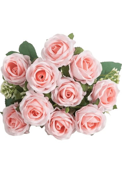 Yapay Çiçek On Baş Ipek Beyaz Gül Paketi Karalama Defteri Sevgililer Düğün Açık Bahçe Parti Aile Odası Vazo Dekorasyon Renk:açık Pembe (Yurt Dışından)