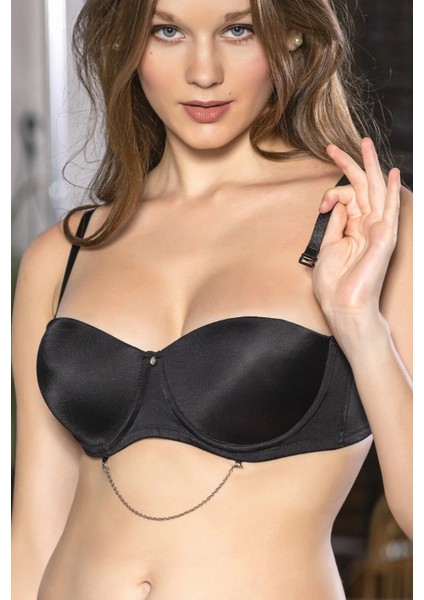 Siyah Zincir Detaylı Askısı Çıkarılabilir Push-Up Sütyen, Kadın Iç Giyim fiyatları