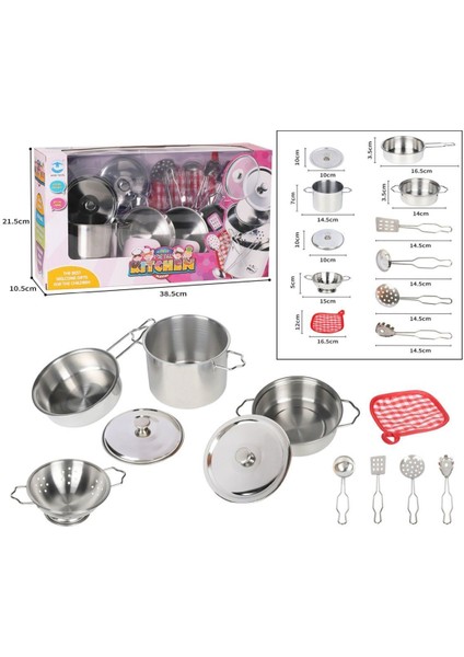 11 Parça Çelik Tencere Tava Seti Kız Çocuklar İçin Eğlenceli Oyun Seti 3+ Yaş modelleri