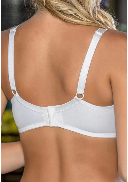 Büyük Beden Uyumlu Ekru Tül Detaylı Günlük Sütyen, B,c Cup Balensiz Konforlu Sütyen