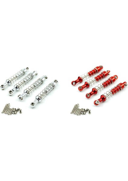2 Mn D90 Mn-90 MN99S Için Set Wpl C14 C24 C34 Rc Araç Metal Şok Emici Damper Parçaları Aksesuarlar Gümüş ve Kırmızı (Yurt Dışından)