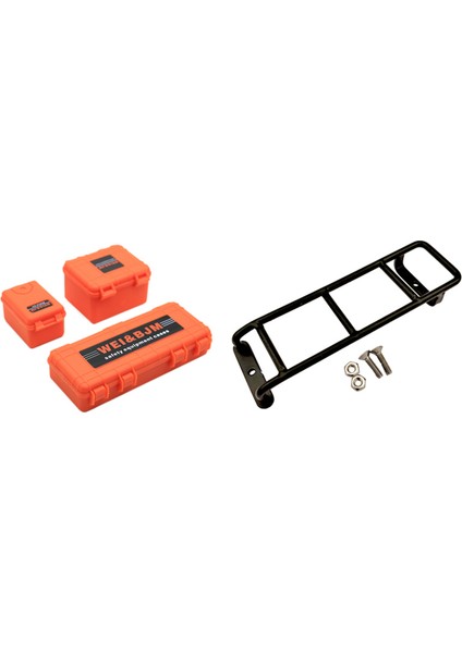 2 Set Rc Araba Parçası 1 Set Plastik Rc Araç Saklama Kutusu Dekorasyon Aracı ve 1 Pcs Metal Düz Merdiven Mini Merdivenleri (Yurt Dışından)