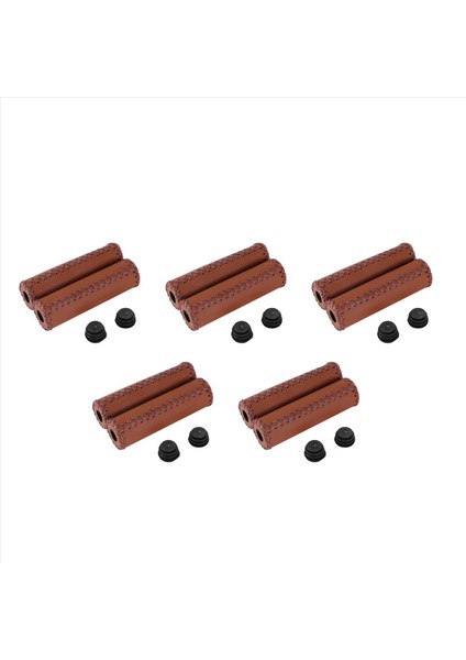 5 Çift Vintage Deri Bisiklet Tutamakları Trekking Gidonları Kapak Rengi Kahverengi (Yurt Dışından)