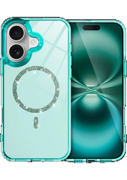 Apple iPhone 16 Live Diamond Magsafe Kapak - Yeşil fırsatları