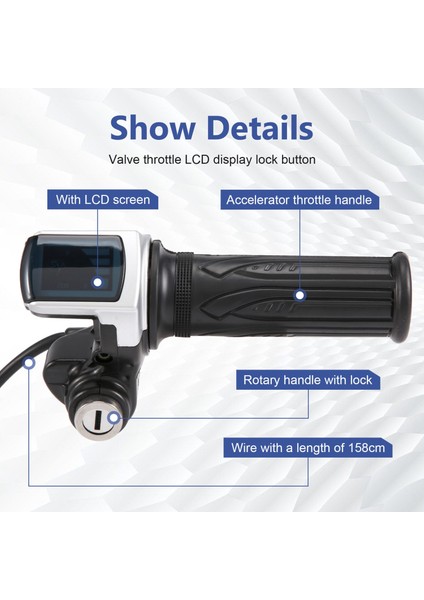 Elektrikli Bisiklet Gaz Kelesi Için Bisiklet Twist Grottle 36V Gaz Kalıplı Gaz Kelesi LCD Ekran Kilit Anahtarı (Yurt Dışından) indirimleri