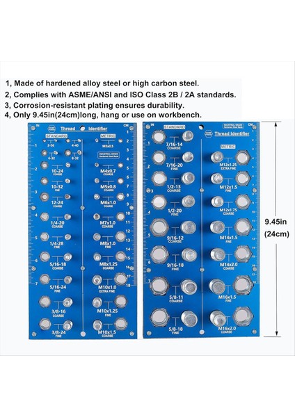 Cıvata ve Vidalı Gösterge Standardı ve Metrik Kaba ve Ince Çap Uzunluk ve Iplik Alanı (Mavi) (Yurt Dışından) modelleri