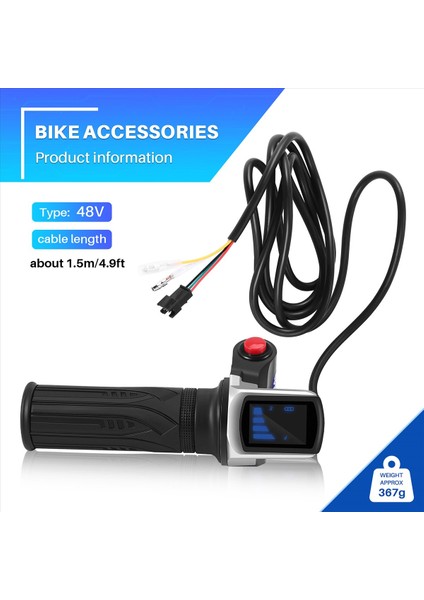 48V Elektrikli Bisiklet Scooter Hız Gaz Kelepleme Grip LCD Ekran Switch Ebike Twist Grottle Hızlandırıcı Gidon Kavruğu (Yurt Dışından) fırsatları