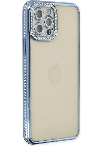 iPhone 12 Pro Kılıf Joke Taşlı Silikon - Mavi
