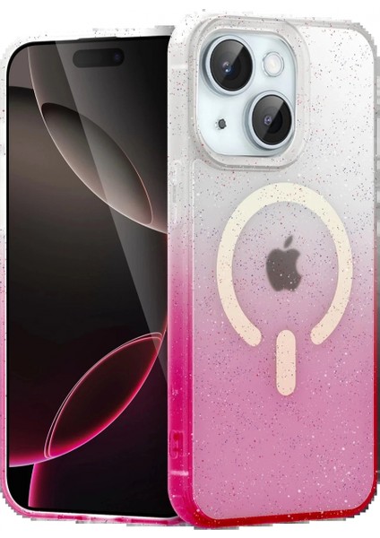 Apple iPhone 15 Pummel Shiny Magsafe Kapak - Pembe