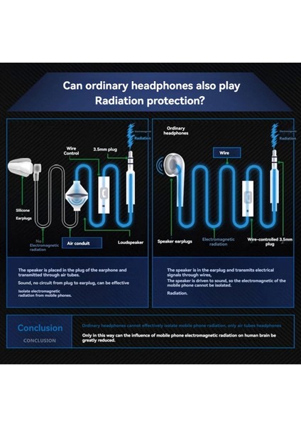 Tek Kulaklık 3,5mm Anti Radyasyon Cep Telefonu Kulaklık Air Boru Mikrofonu Şeffaflık (Yurt Dışından) fiyatları