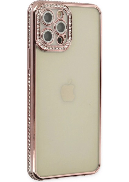 iPhone 12 Pro Kılıf Joke Taşlı Silikon - Pembe