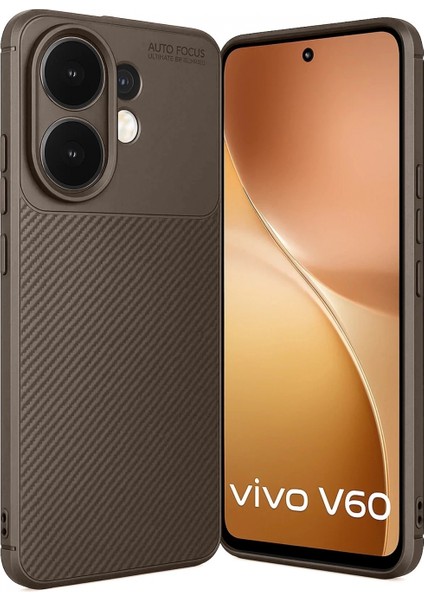 Vivo V60 5g Auto Focus Karbon Kapak - Kahverengi