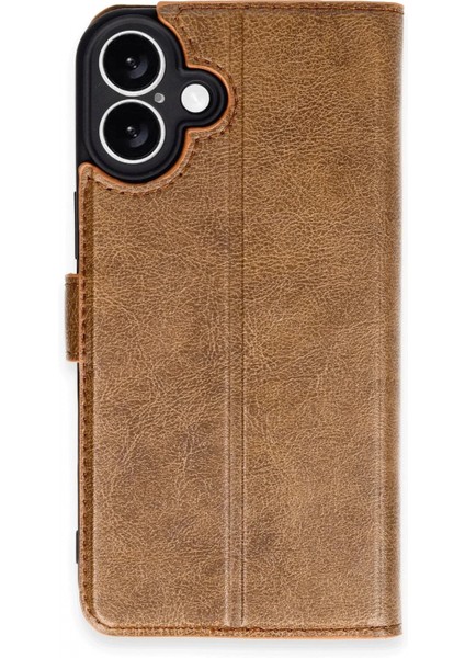 iPhone 16 Kılıf Trend S Plus Kapaklı Kılıf - Taba