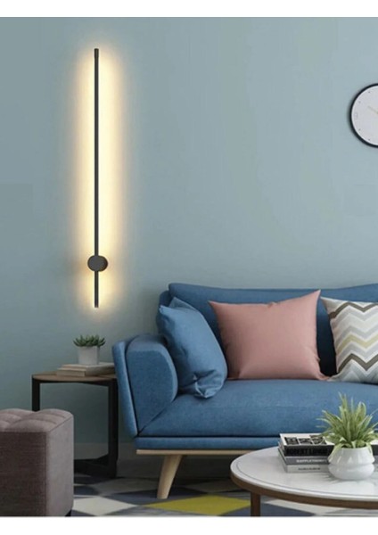 Samsung Ledli Modern Dekoratif Duvar Aplik Uzun Çubuk Tekli 80cm SiyahKasa GünIşığı fiyatları
