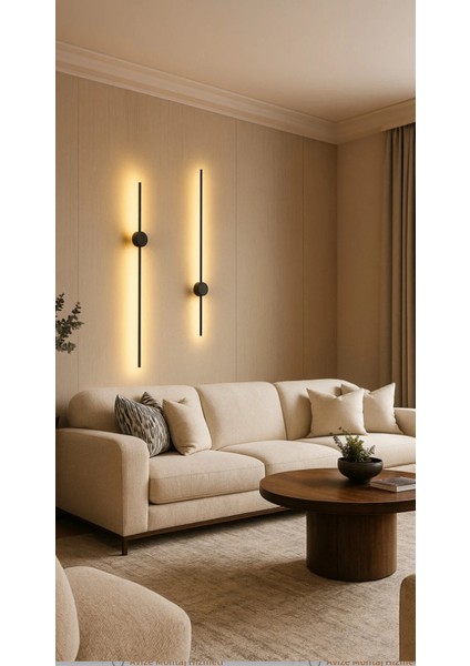 Samsung Ledli Modern Dekoratif Duvar Aplik Uzun Çubuk Tekli 80cm SiyahKasa GünIşığı modelleri