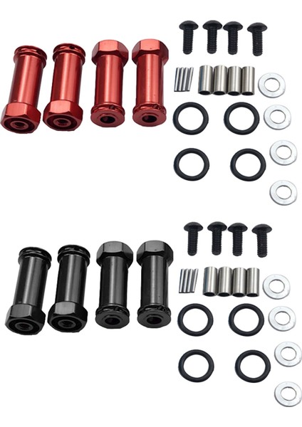 2 Set 12MM Alüminyum Tekerlek Hex Adaptörleri Uzatma Rc Araç Dönüşüm Parçaları 1/12 Wltoys 12428 12423 Kırmızı ve Siyah (Yurt Dışından)