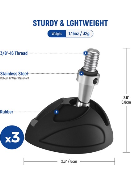 3pc Evrensel Tripod Esnek Ayaklar Pad Kayma Tripod Monopod Pad Değiştirme Daha Fazla Stabilite Için 3/8 Inç Vida ile (Yurt Dışından) fiyatları