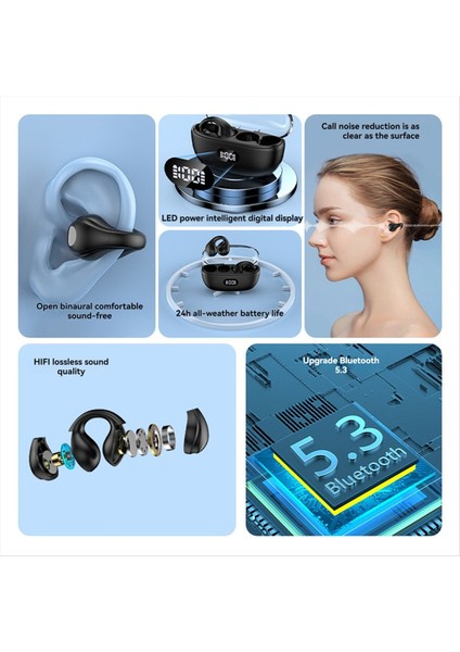 Kablosuz Kulak Klipsi Kemik Iletim Kulaklıkları Bluetooth 5.3 Koşu Bisiklete Bisikletle Kablosuz Kulaklık (Yurt Dışından) fırsatları