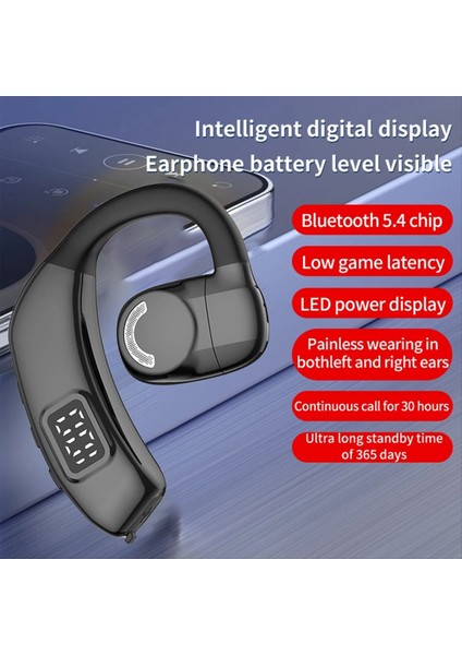Bluetooth 5.4 LED Dijital Ekranlı Kulaklık Kablosuz Kulaklık Tek Handsfree Hifi Stereo Kulaklık Uzun Bekleme (Yurt Dışından) fiyatları