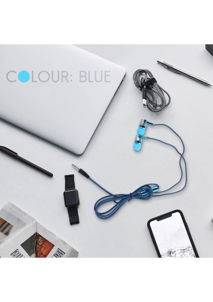 H-169 3.5mm Mp3 Mp4 Kablolama Subwoofer Örgülü Kablo, Buğday Teli Kontrollü Evrensel Müzik Kulaklıkları (Mavi) (Yurt Dışından) modelleri