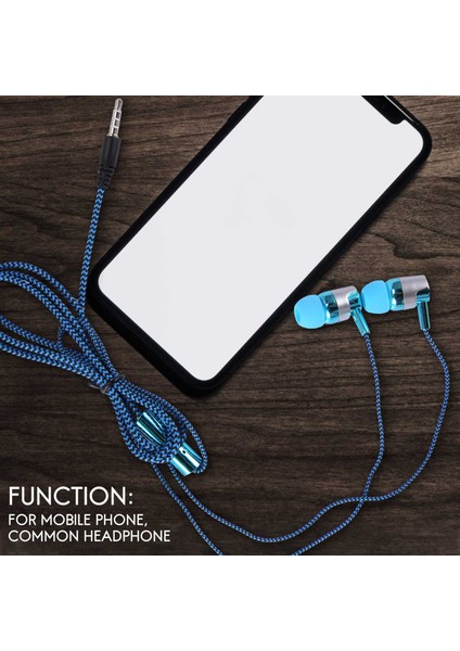 H-169 3.5mm Mp3 Mp4 Kablolama Subwoofer Örgülü Kablo, Buğday Teli Kontrollü Evrensel Müzik Kulaklıkları (Mavi) (Yurt Dışından) indirimleri