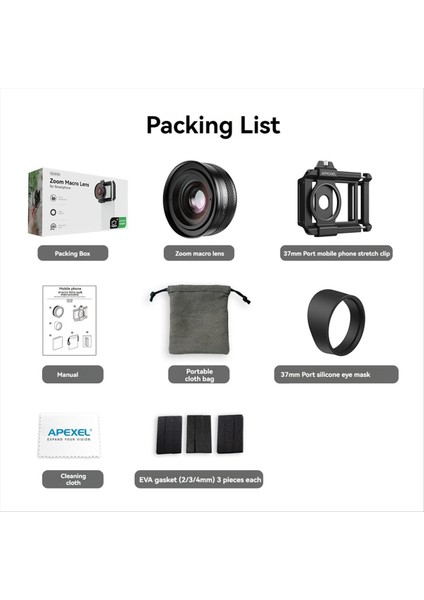 Apexel Zoom Makro Lens 100 mm Telefon Pro Lens Kiti iPhone Samsung Android Akıllı Telefon Için Streç Kelepçeli (Yurt Dışından) modelleri