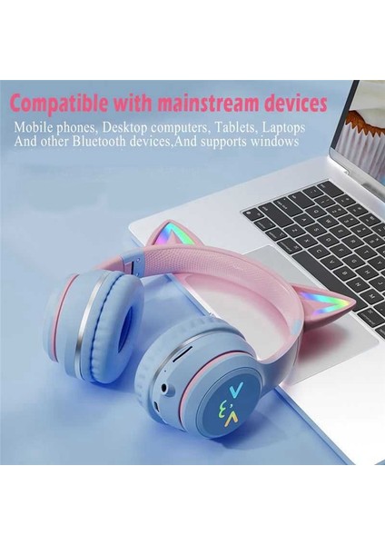 Kablosuz Kulaklıklar Rgb Sevimli Kediler Kızlar Çocuk Hediye Kulaklığı Mikrofon Müzik Oyunları Kulaklıklar Kontrol Işıkları Kulaklık E (Yurt Dışından) fiyatları