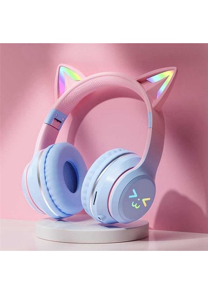 Kablosuz Kulaklıklar Rgb Sevimli Kediler Kızlar Çocuk Hediye Kulaklığı Mikrofon Müzik Oyunları Kulaklıklar Kontrol Işıkları Kulaklık E (Yurt Dışından) indirimleri
