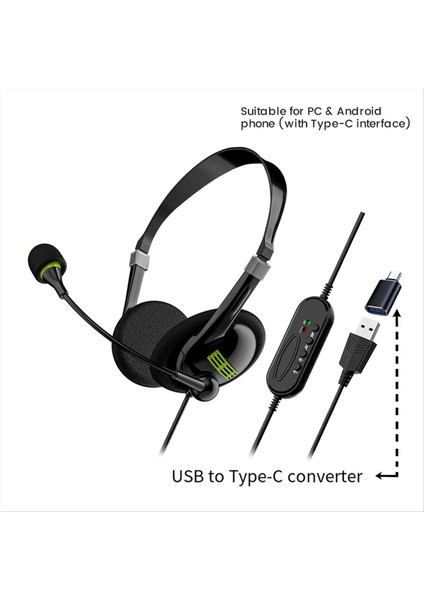 USB Bilgisayar Kulaklık Işletmecisi Özel Kulaklık Kablolu Kulaklıklı Kulaklık Sıralı Kontrol Kulaklığı Typec Adaptörlü (Yurt Dışından) modelleri