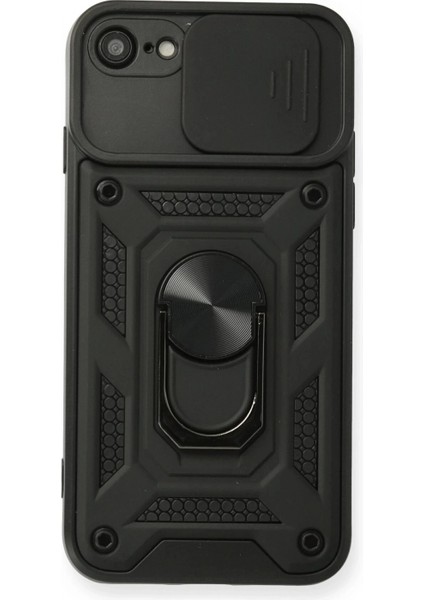 iPhone 7 Kılıf Pars Lens Yüzüklü Silikon - Siyah