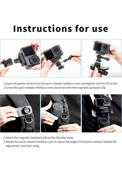 360X4 Spor Kamera Cep Cep Kamera Pep Kamera Panorama Kamera Manyetik Sırt Çantası Klibi (Yurt Dışından)