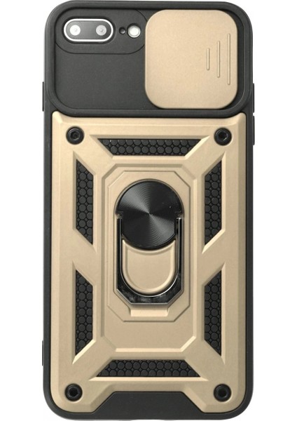 iPhone 7 Plus Kılıf Pars Lens Yüzüklü Silikon - Gold