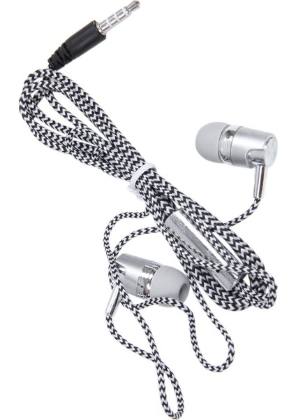 H-169 3.5mm Mp3 Mp4 Kablolama Subwoofer Örgülü Kordon, Buğday Teli Kontrollü Evrensel Müzik Kulaklıkları (Gümüş) (Yurt Dışından)