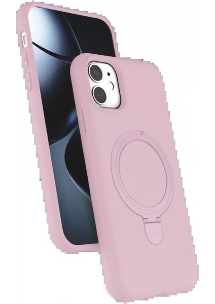 Apple iPhone 11 Regal Magsafe Standlı Kapak - Açık Pembe