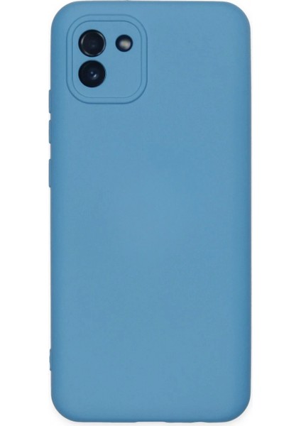 Samsung Galaxy A03 Kılıf Nano Içi Kadife Silikon - Mavi