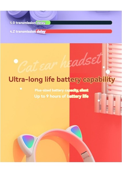 Çocuklar Için Bluetooth Cat Kulak Kulaklıkları Kablosuz Modu Mikro ile Katlanabilir Kulaklık, Rgb Hediye Okulu Oyunları Için LED Işık A (Yurt Dışından) indirimleri