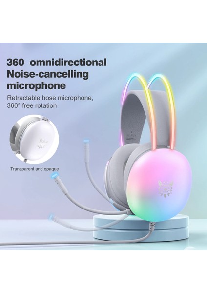 Onikuma Oyun Kulaklığı Rgb Dinamik Aydınlatma ile Kablolu Kulaklı Kulak Seti Pc Beyaz Için Gürültü Engelli Mikrofon ile (Yurt Dışından) fiyatları