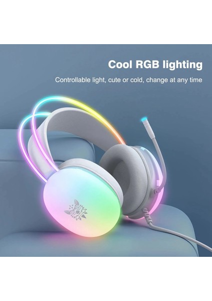Onikuma Oyun Kulaklığı Rgb Dinamik Aydınlatma ile Kablolu Kulaklı Kulak Seti Pc Beyaz Için Gürültü Engelli Mikrofon ile (Yurt Dışından) fırsatları